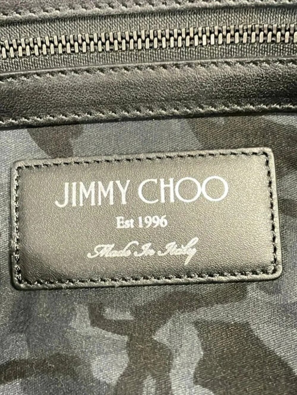 JIMMY CHOO - Gray Beige Black Leather Clutch Bag - Picture 9 of 10
